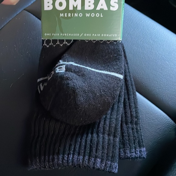 NWT BOMBAS Merino Wool socks in black/Gray size large calf length - Picture 1 of 5